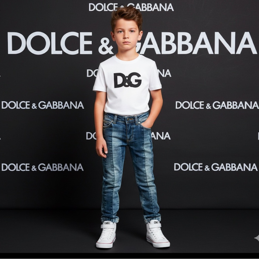 Authentic Dolce & Gabbana luxury designer distressed denim jeans sz 4 boys